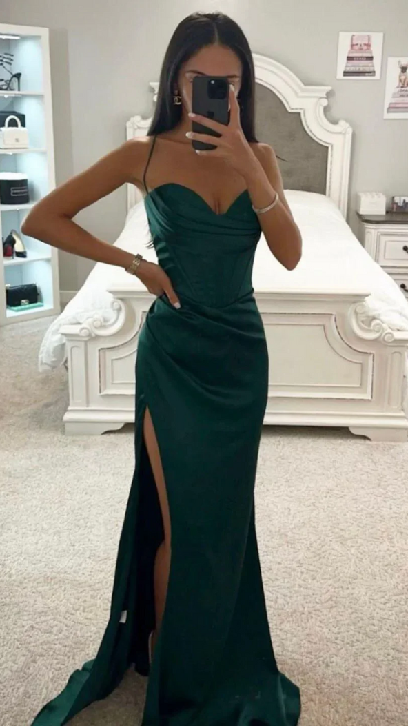Gabru | Elegante Dames Jurk | Satijnen Avondjurk Met Hoge Split