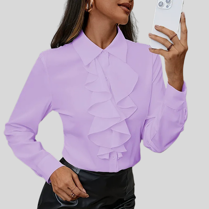 Carolina | Elegante Dames Blouse met Ruches | Nette Overhemd Stijl Vrouwen