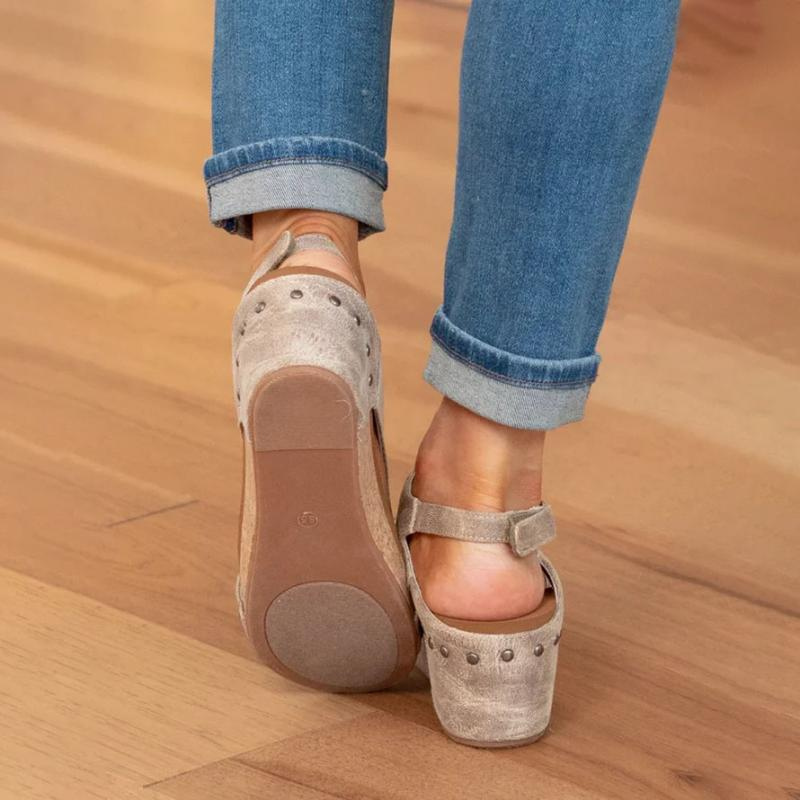 Selena | Dames Orthopedische Leren Hak Sandalen met Extra Support