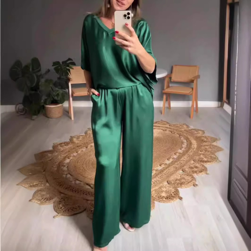 Mary | Dames Glanzende Tweedelige Outfit Set in Grote Maten voor Vrouwen