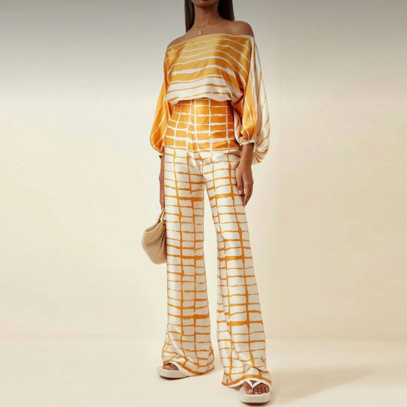 Lumi | Elegante Tweedelige Dames Set | Chique Off-Shoulder Blouse