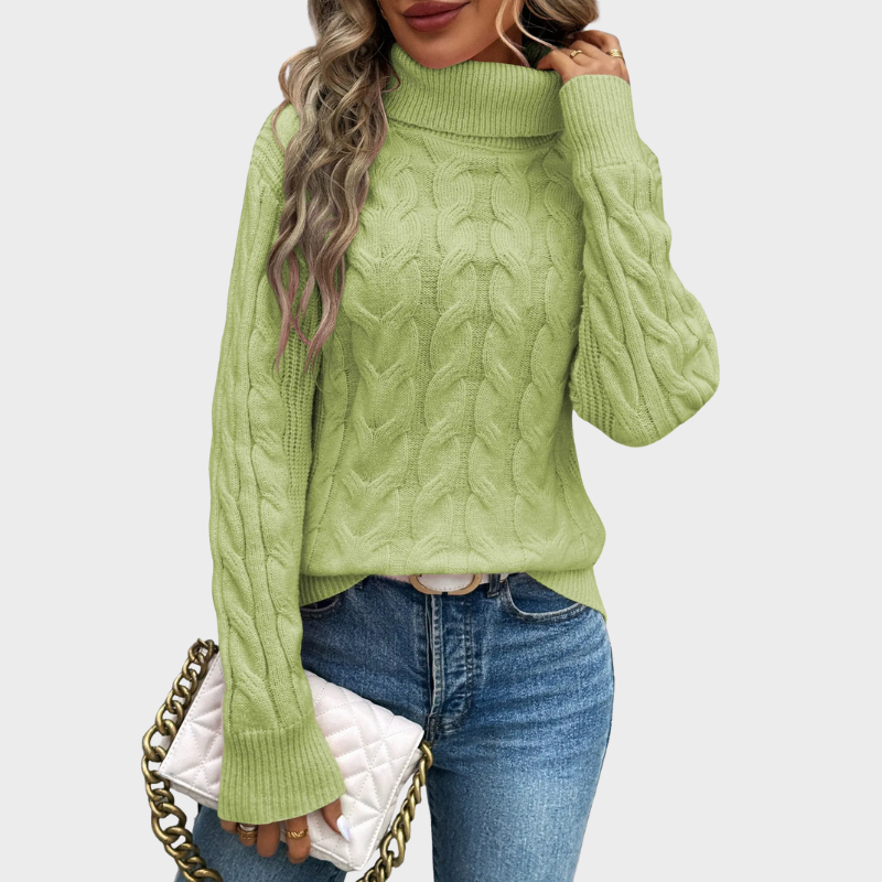 Elise | Coltrui Met Gebreide Kabel | Dames Sweater Trui