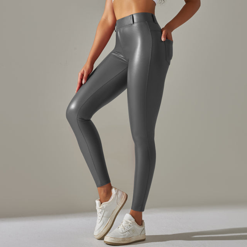 Yves | Strakke Dames Broek | Trendy Hoge Taille Leren Legging