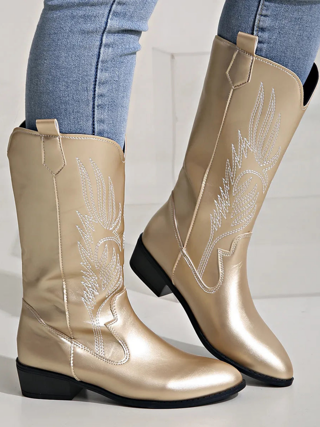 Vela | Dames Laarezn | PU Cowboylaarzen Met Zachte Voering