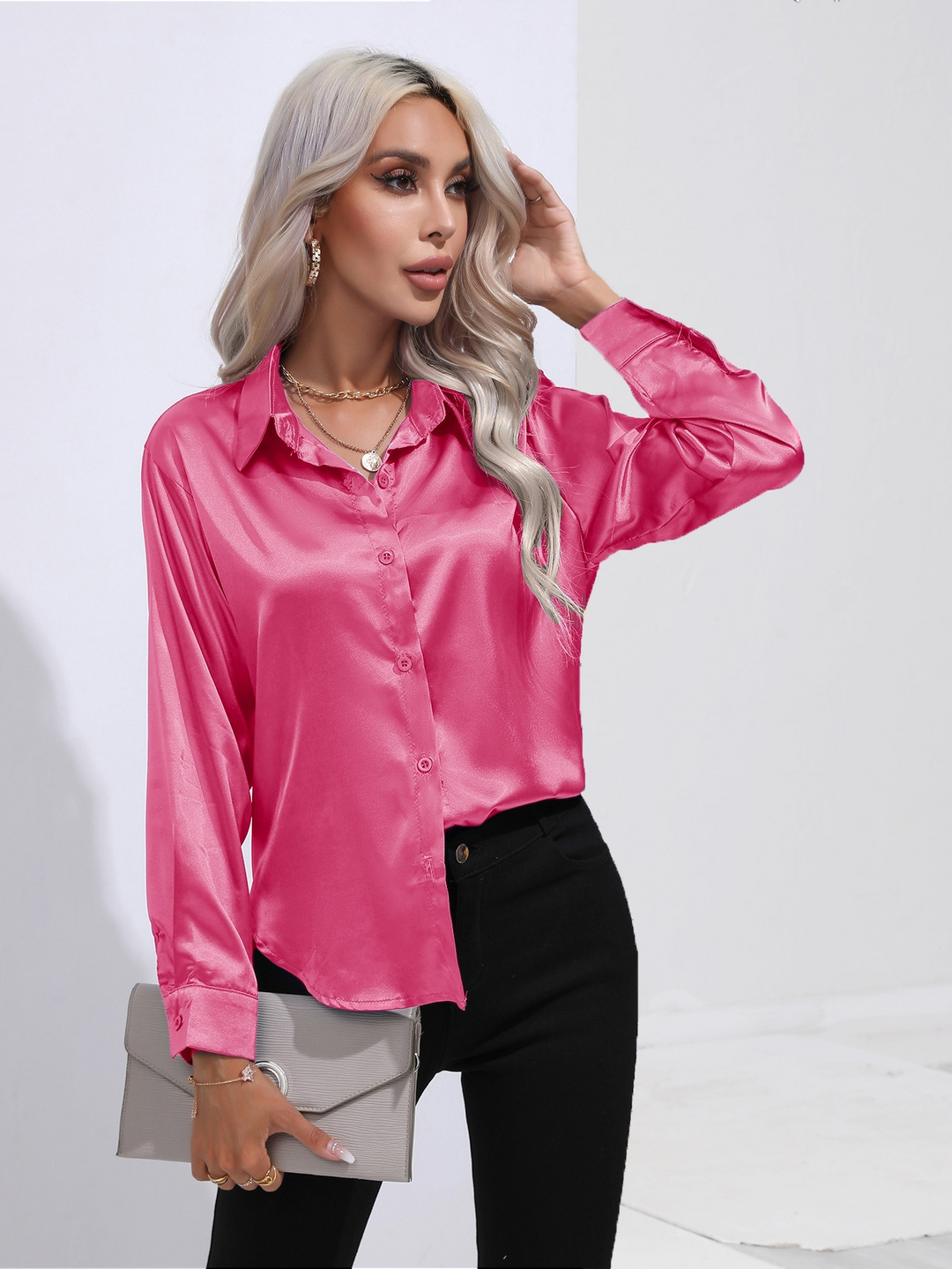 Sara | Chique Elegante Satijnen Dames Blouse