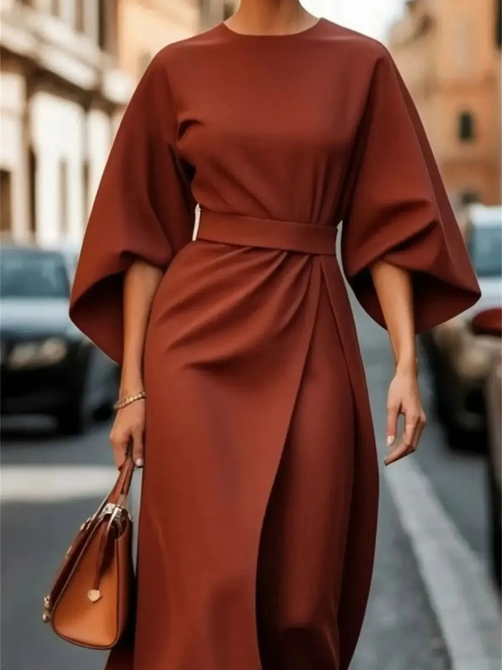 Silva | Elegante Dames Midi-Jurk | Riem In De Taille