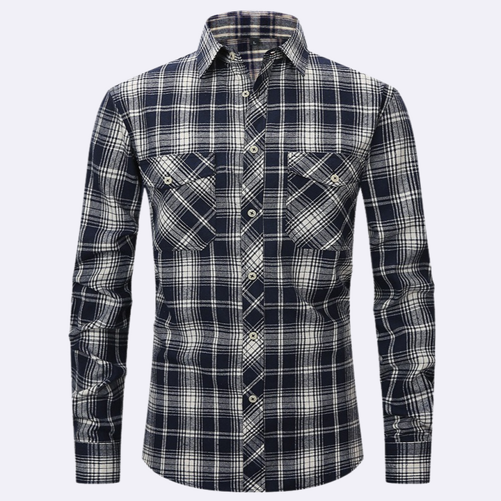 Jaspa | Geruite Flanellen Overhemd Met Lange Mouwen | Heren Blouse Shirt