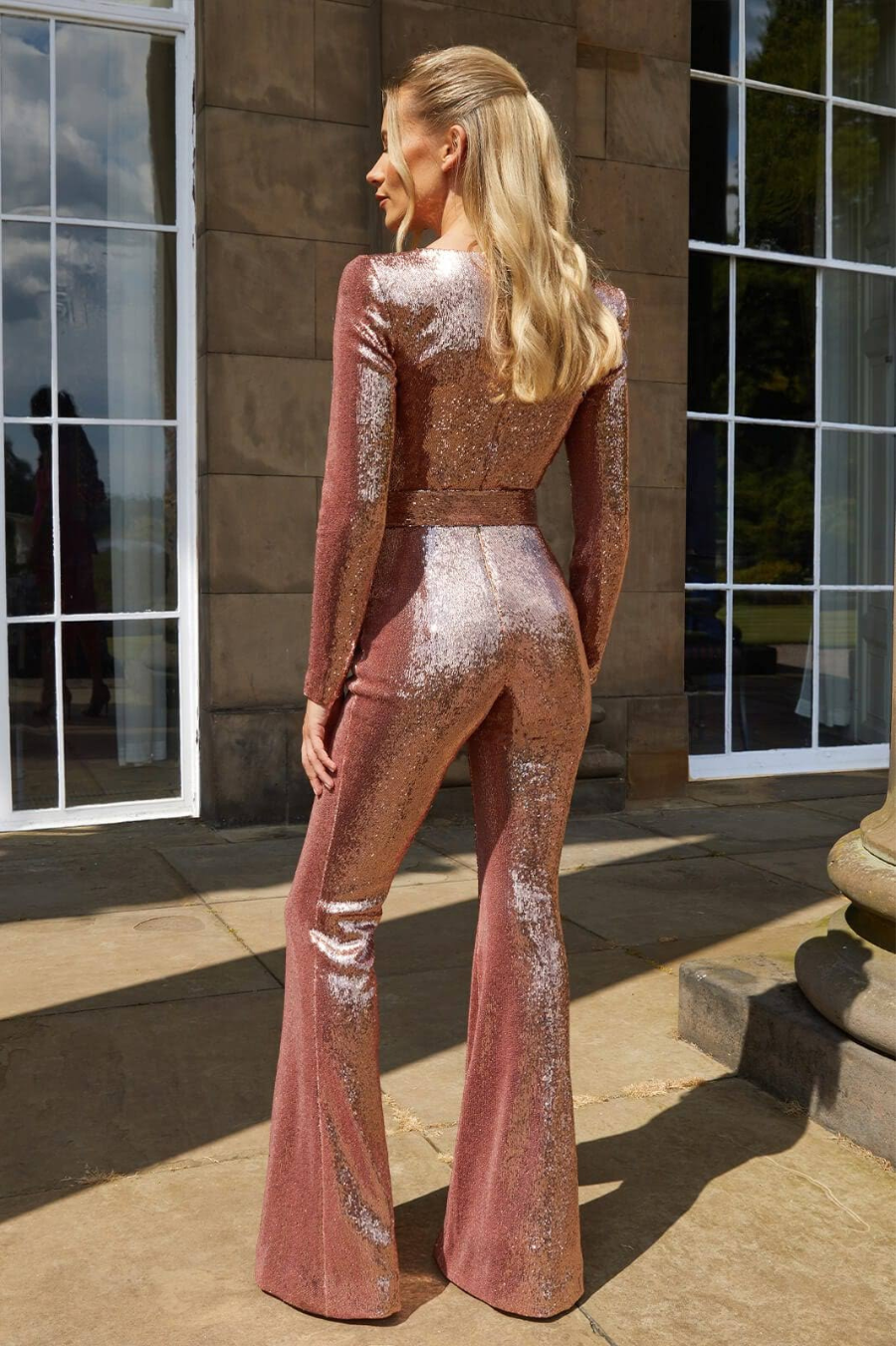 Kim | Dames Glitter Jumpsuit met Lange Mouwen voor Vrouwen