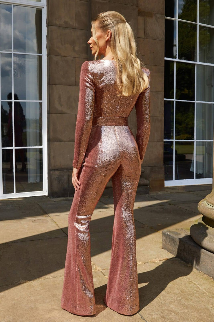 Kim | Dames Glitter Jumpsuit met Lange Mouwen voor Vrouwen
