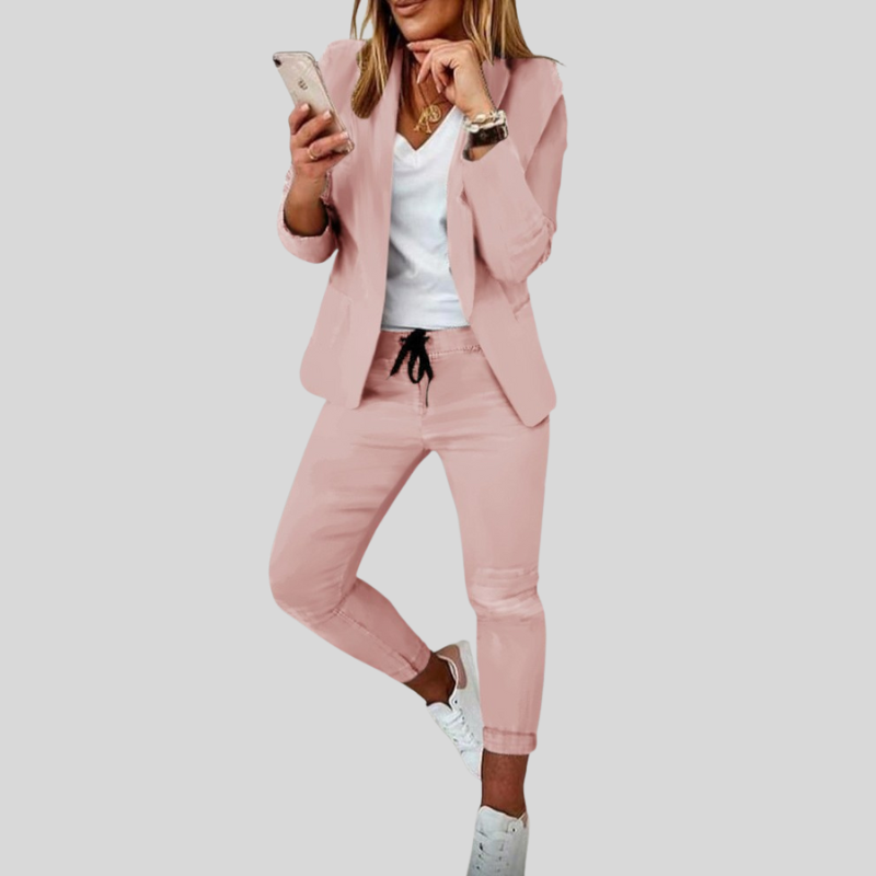 Mary | Tweedelige Set met Getailleerde Geruite Blazer en Bijpassende Broek