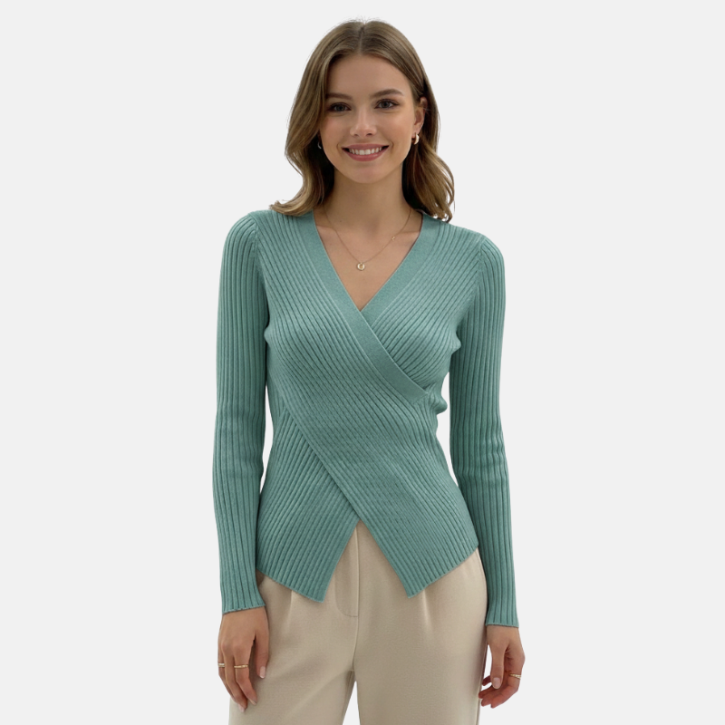 Ashni | Trendy Chique Gebreide Dames Trui | Elastische Sweater Met V-Hals