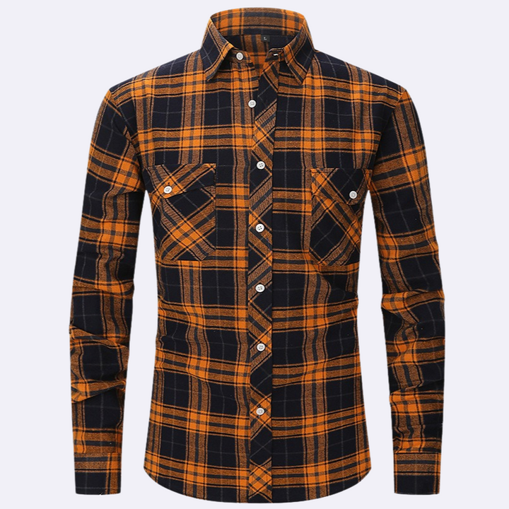 Jaspa | Geruite Flanellen Overhemd Met Lange Mouwen | Heren Blouse Shirt