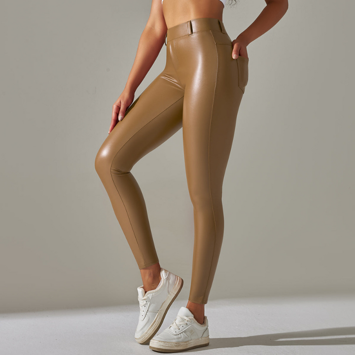 Yves | Strakke Dames Broek | Trendy Hoge Taille Leren Legging