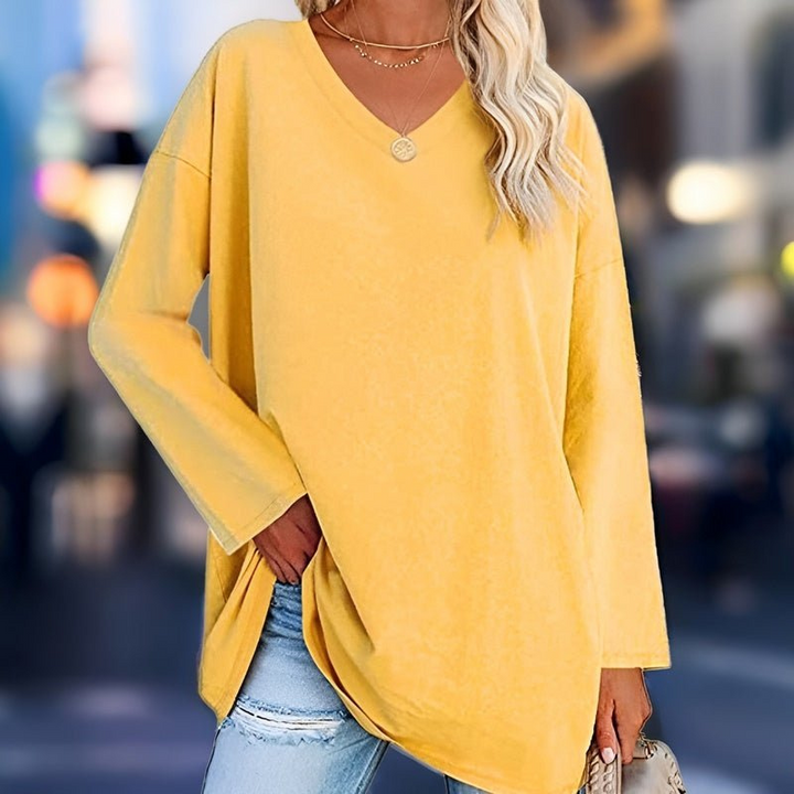 Mandy | Dames Trendy Dunne Zomer Trui | Vrouwen Shirt met Lange Mouwen