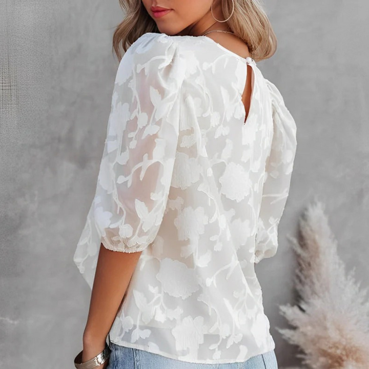 Fiona | Elegante Dames Top Met Pofmouwen