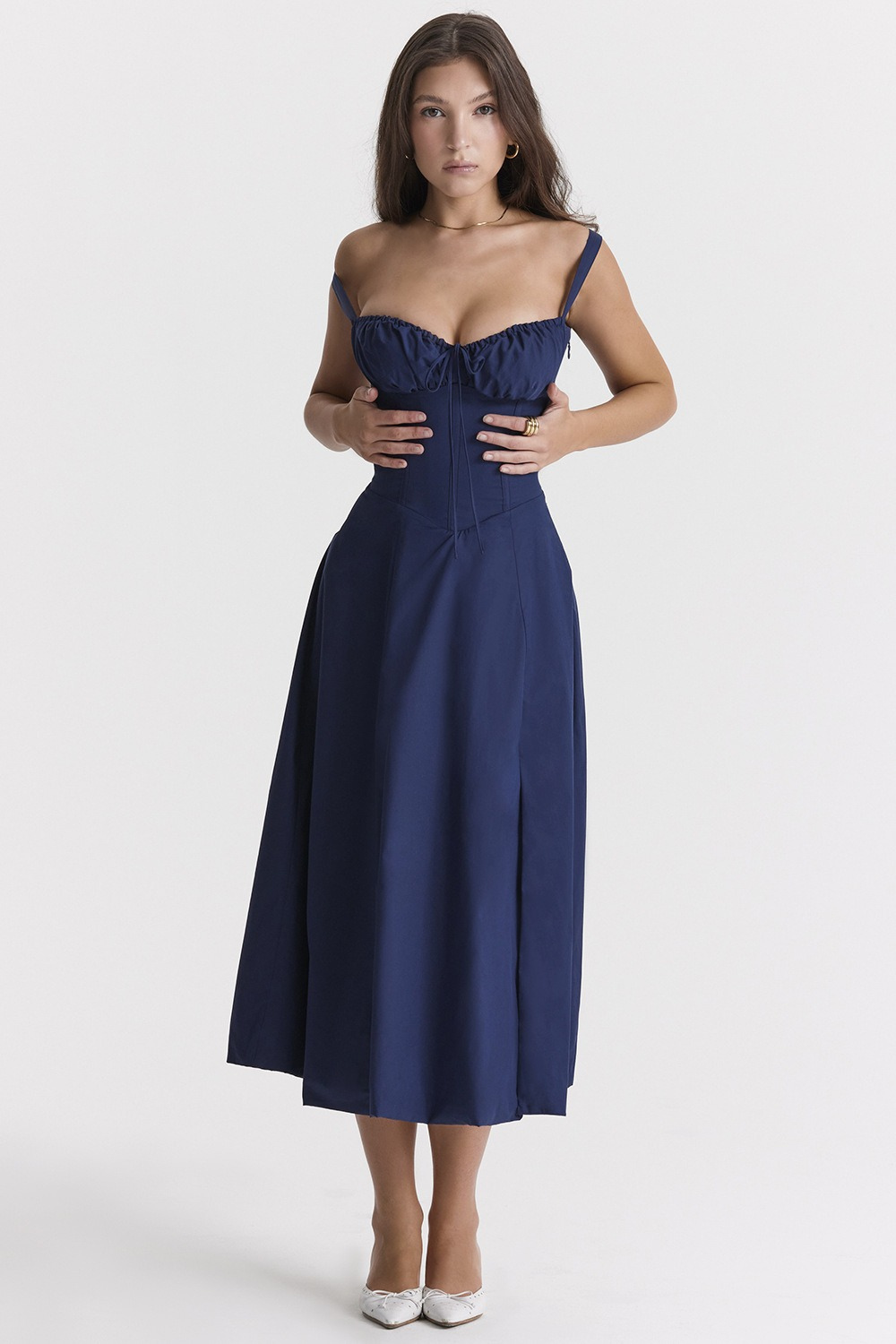 Bella | Dames Midi-Jurk met Fijne Spaghettibandjes & Trekkoord | Comfortabel & Trendy