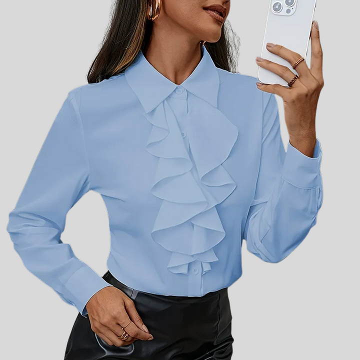 Carolina | Elegante Dames Blouse met Ruches | Nette Overhemd Stijl Vrouwen