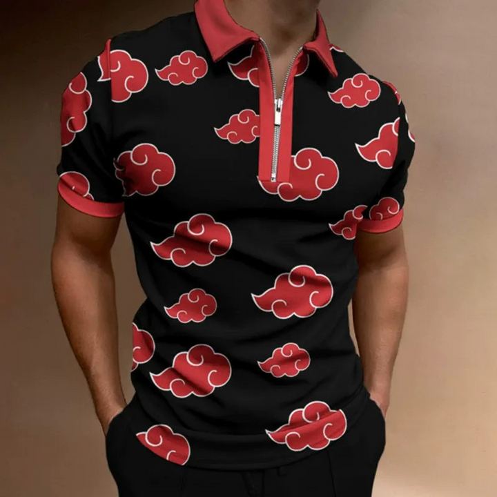 Fabio | Heren Frans Stijl T-shirt Polo met Rits | Mannen Zomer Shirt met Kraag