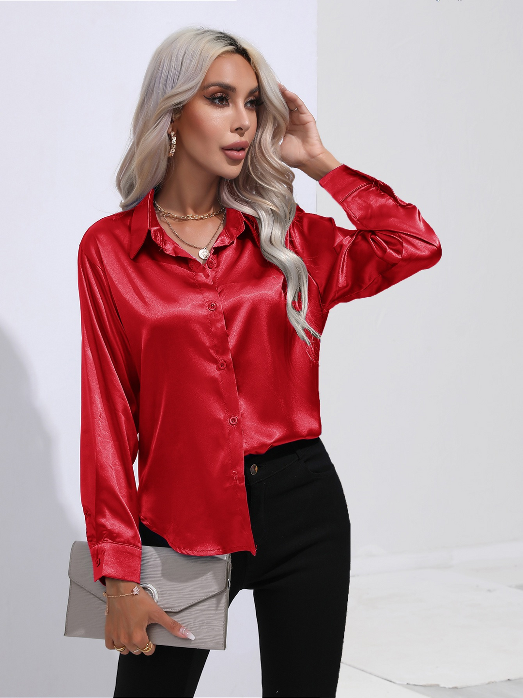 Sara | Chique Elegante Satijnen Dames Blouse