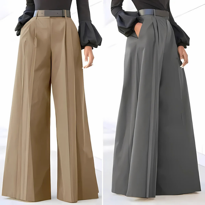 Nora | Dames Effen Broek Met Wijde Pijpen | Comfortabele & Moderne Design