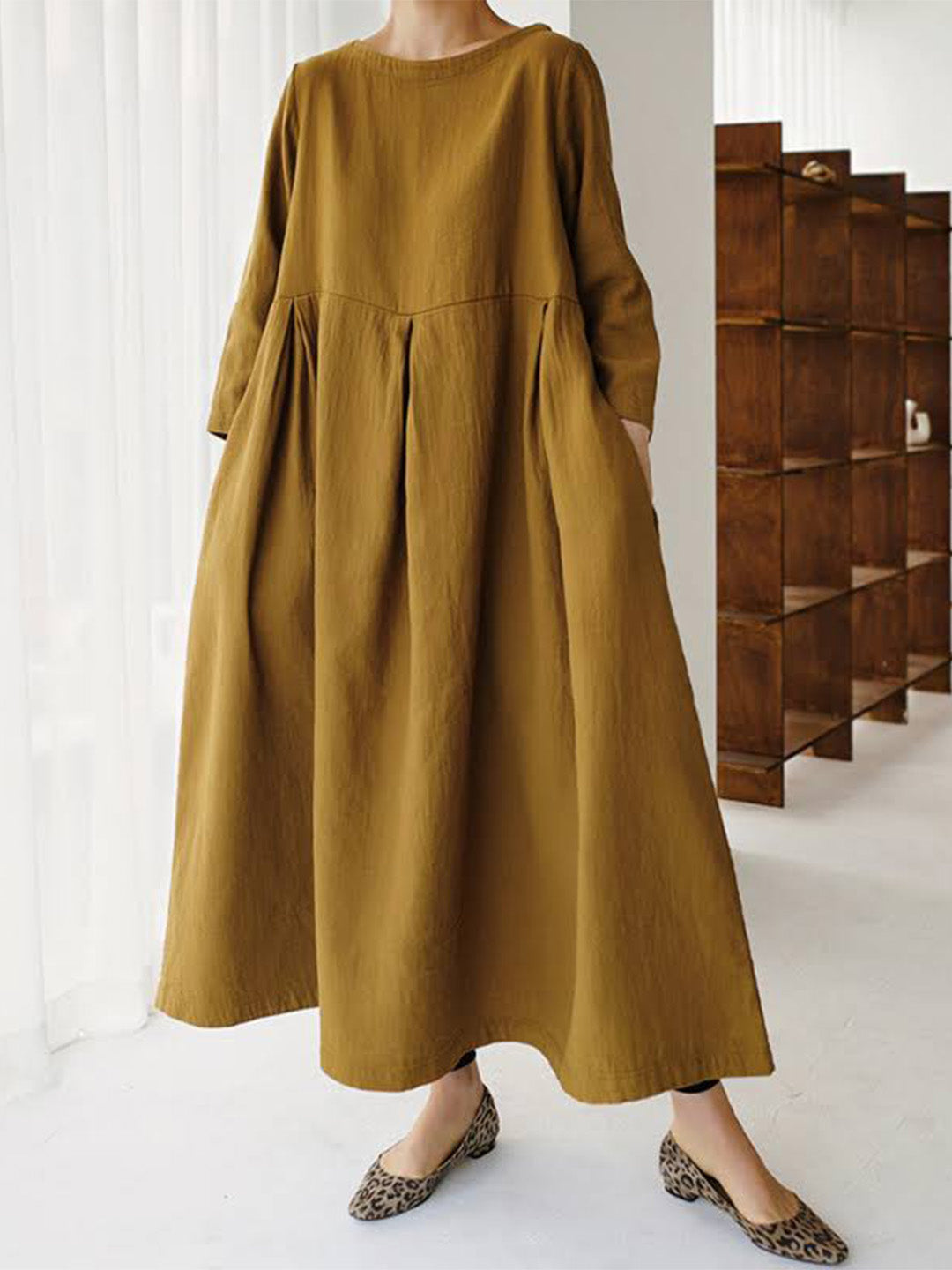 Leylita | Dames Chique Linnen Maxi-jurk met Elegante Losvallende Snit