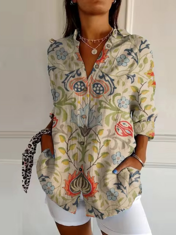 Elsa | Bloemen Blouse Met Knopen Voor Dames