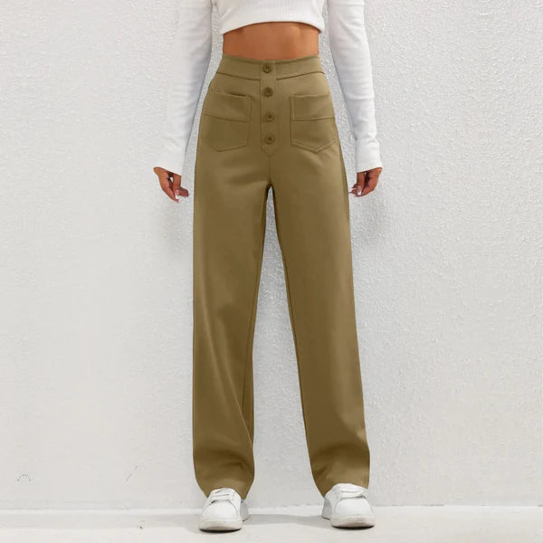 Lotte | Dames Casual Broek met Hoge Taille en Rechte Pijpen | Trendy voor Vrouwen