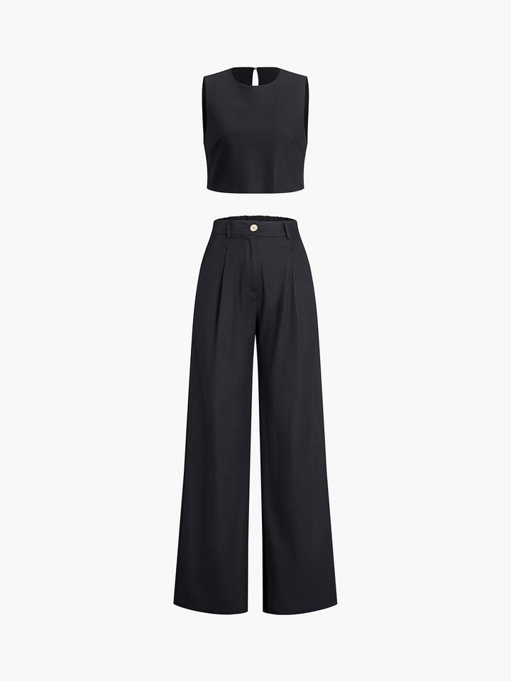 Dima | Boho Twee-Delige Set Met Broek | Wijd Uitlopende Broek | Casual Crop Top