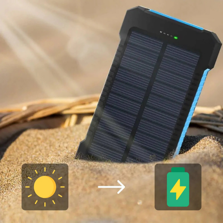 Hexton | Waterdichte Zonne-Energie Powerbank | Twee USB-Poorten