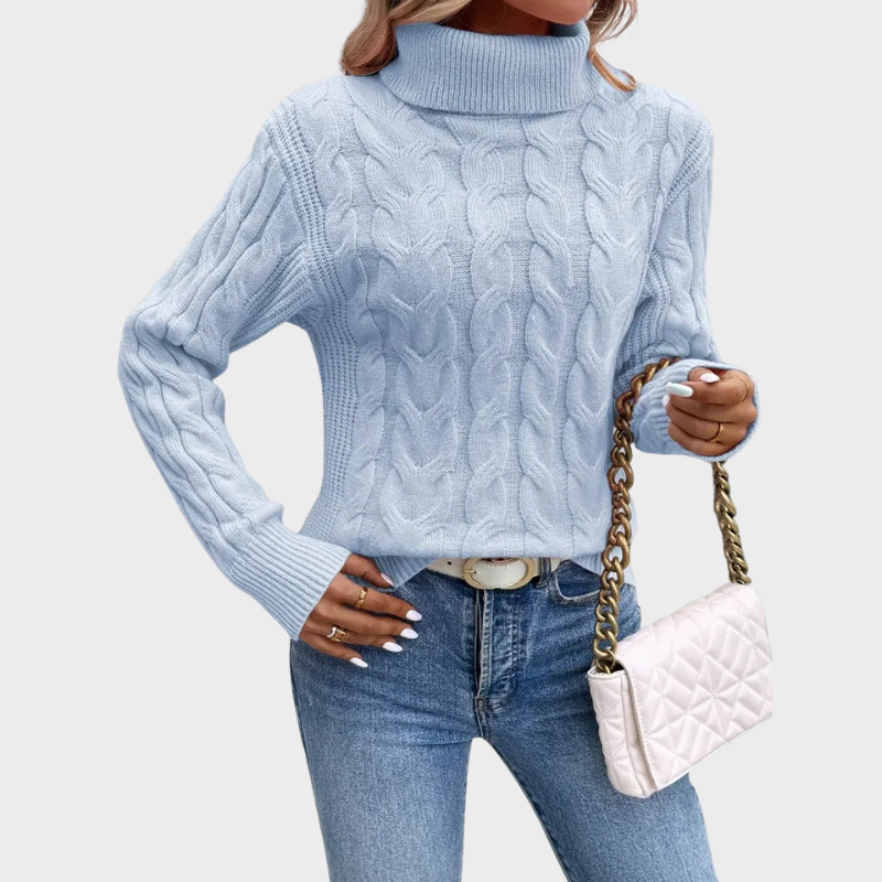 Elise | Coltrui Met Gebreide Kabel | Dames Sweater Trui