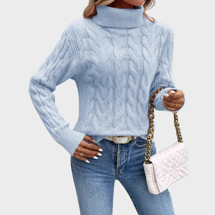 Elise | Coltrui Met Gebreide Kabel | Dames Sweater Trui