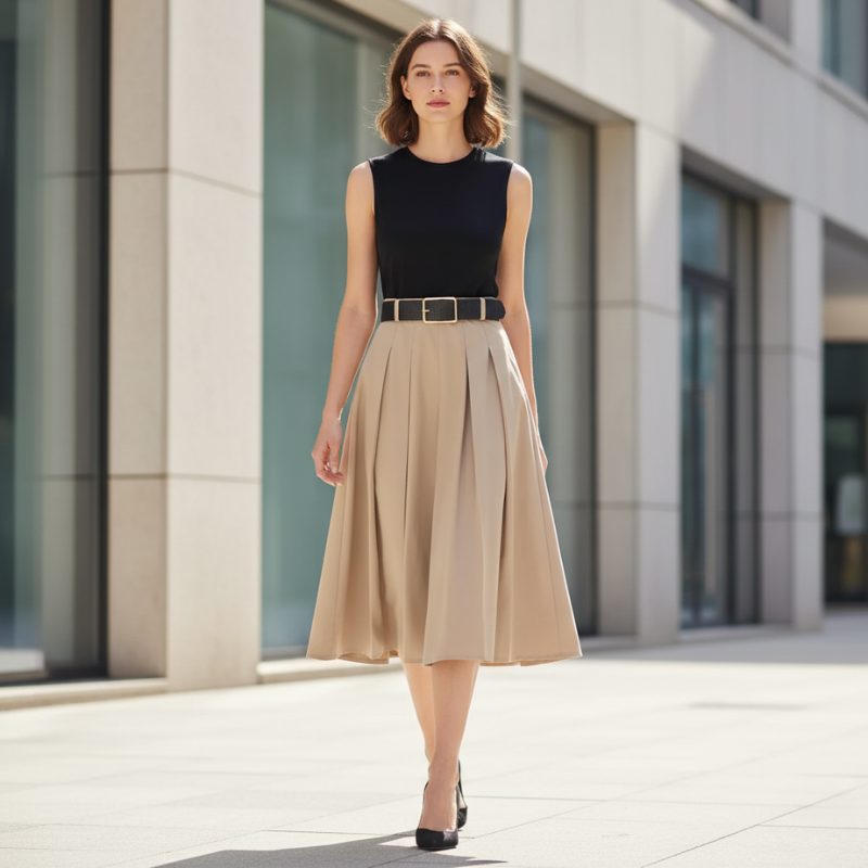 Sorata | Midi-Jurk voor Dames – Verfijnde Gedrapeerde Stijl