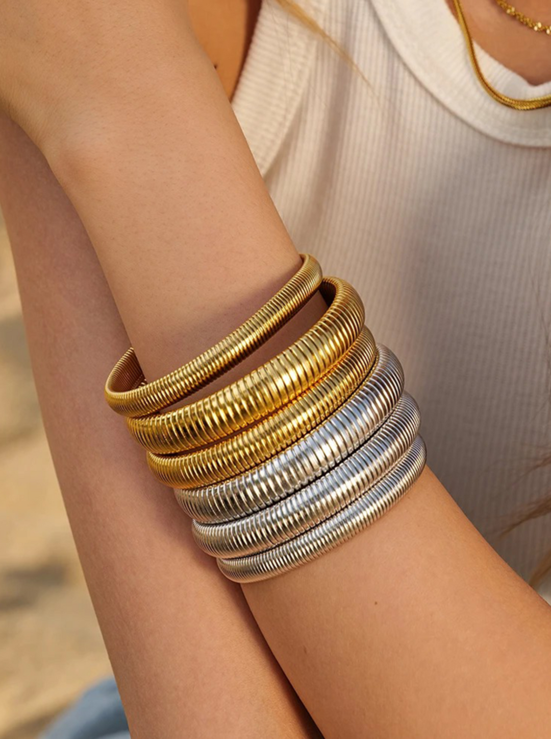 Zoella | Luxe Gouden Brede Snake Armband Met Stretch