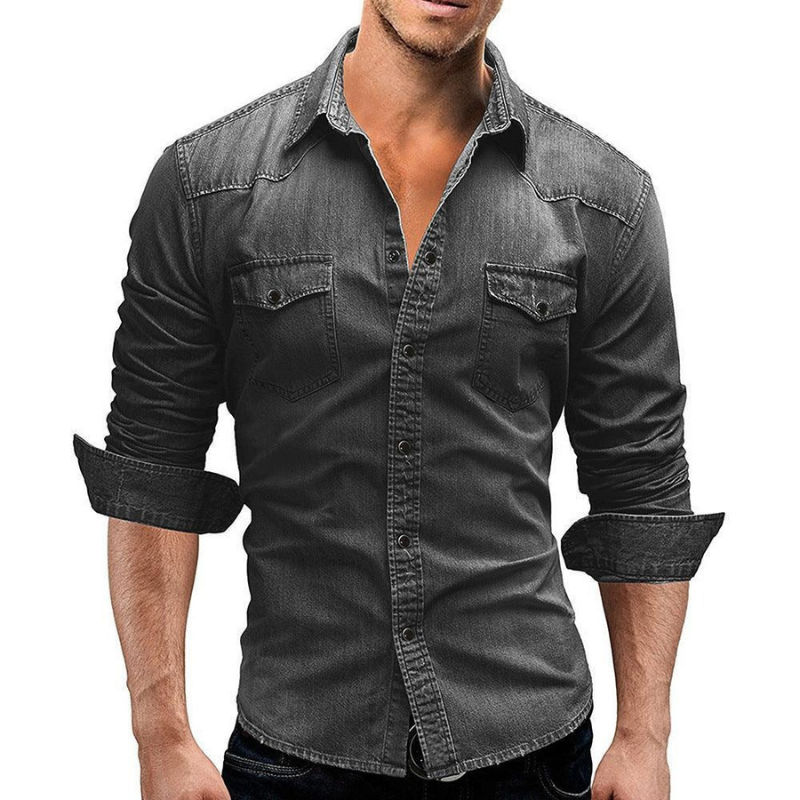 Adi | Denim Retro Heren Overhemd | Stijlvolle Casual Kleding