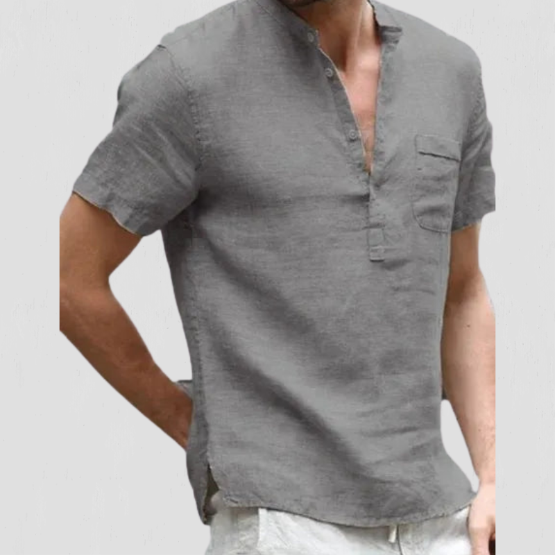 Ricks | Linnen Heren Blouse | Overhemd Met Korte Mouwen | Lente/Zomer