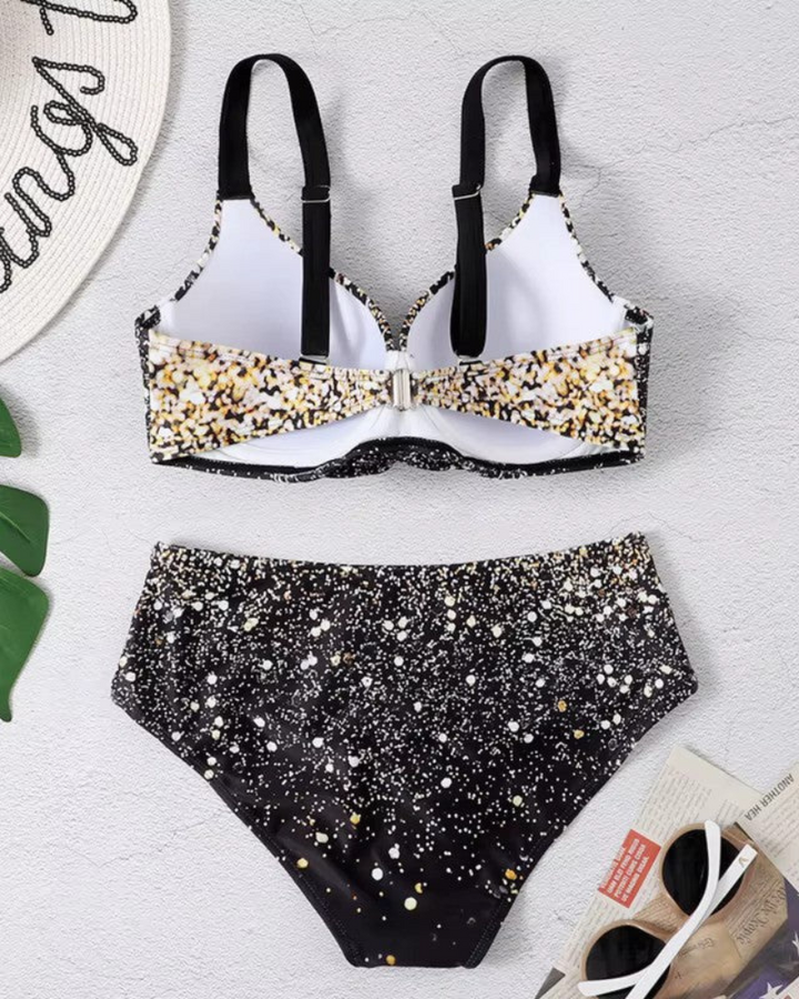 Natalia | Dames Tweedelige Bikini Set met Hoge Taille en Bladprint voor Vrouwen