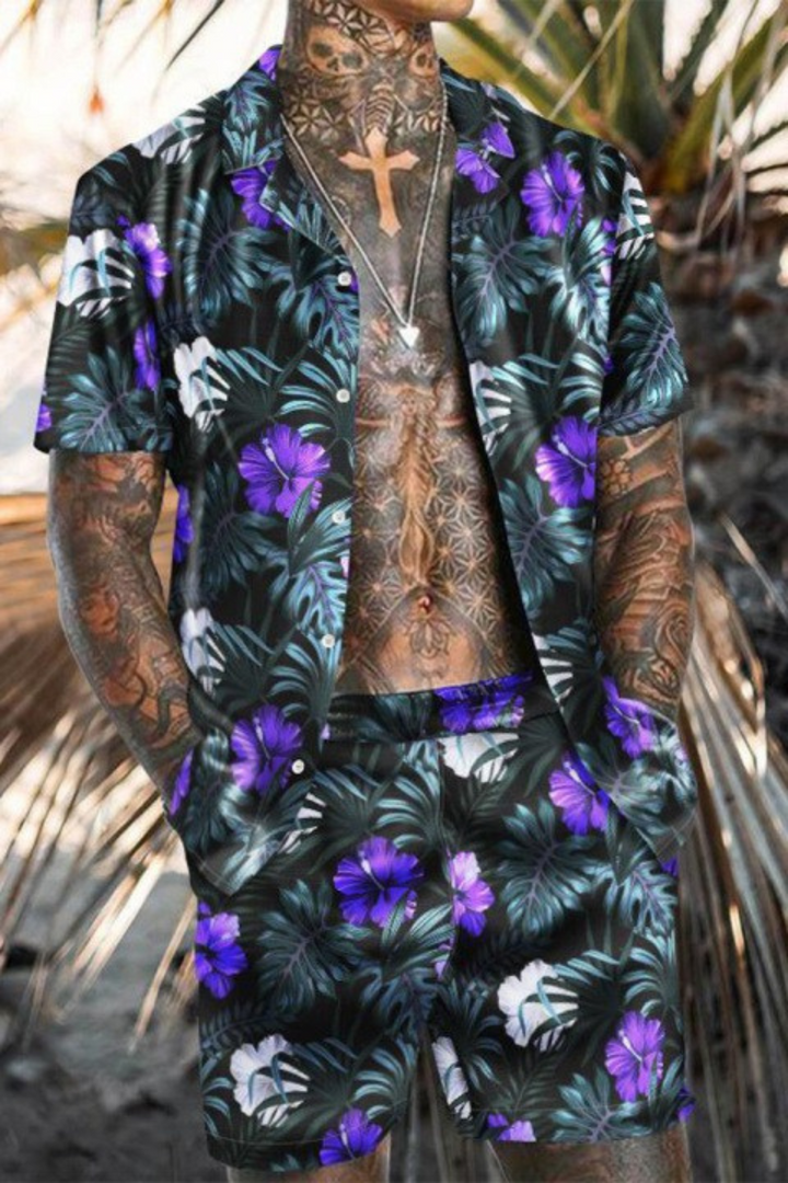 Marlon | Heren Zomer Set | Hawaiiaans Shirt en Korte Broek voor Mannen