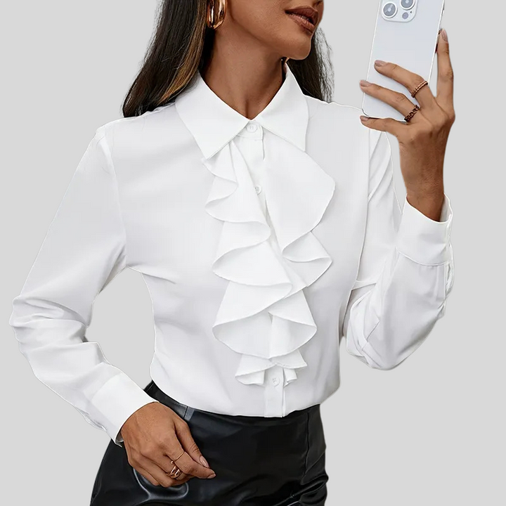 Carolina | Elegante Dames Blouse met Ruches | Nette Overhemd Stijl Vrouwen