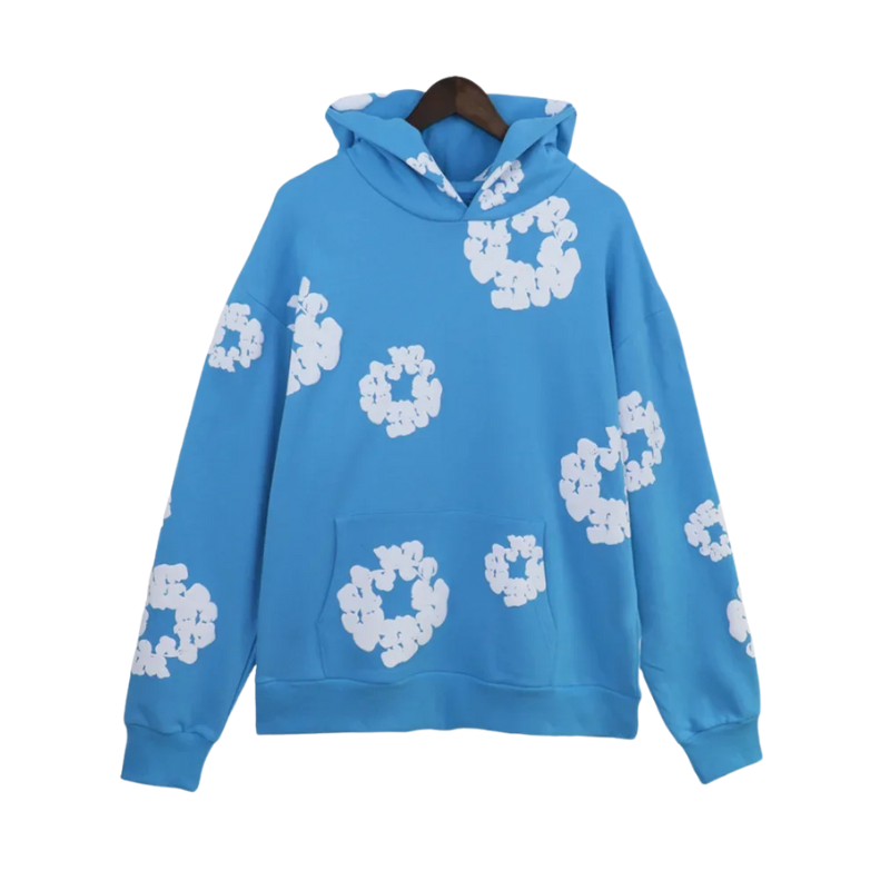 Deni | Denim Hoodie Met Bloemenprint en Capuchon | Dames