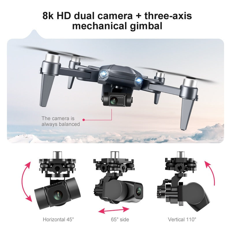 Symfa | Pro Drone | 8K HD Drone Met Dubbele Camera, GPS, en Borstelloze Motoren