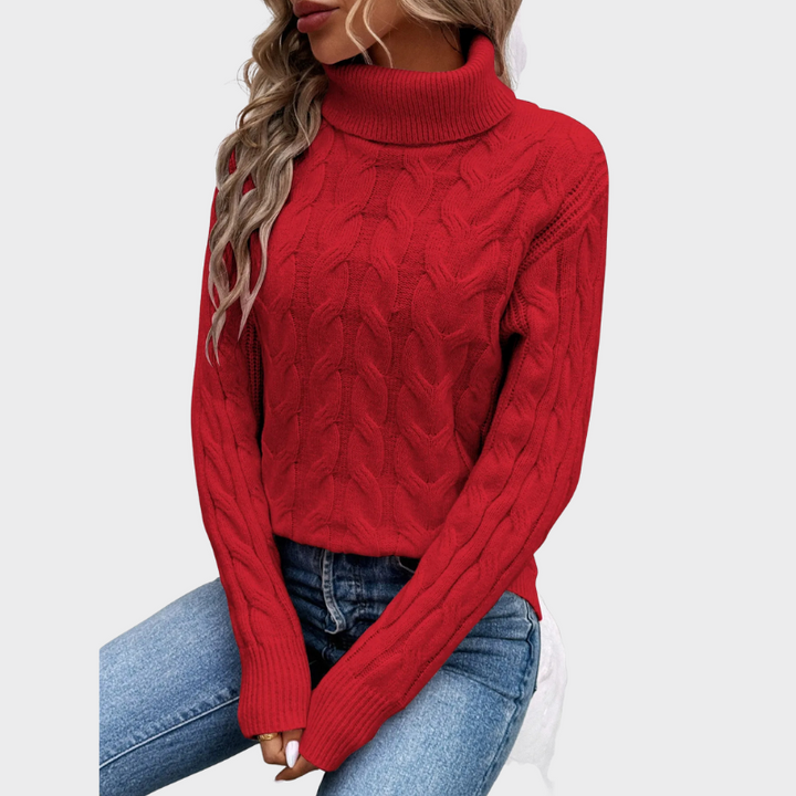 Elise | Coltrui Met Gebreide Kabel | Dames Sweater Trui