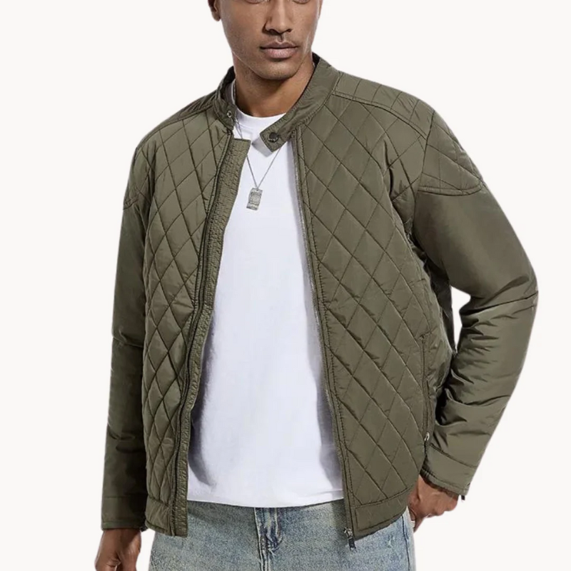 Delor | Luxe Gewatteerde Heren Jas | Slim Fit | Hoge Kraag | Ritssluiting