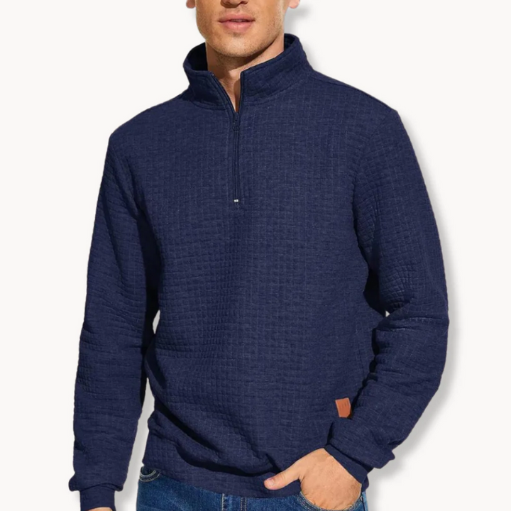 Delta | Heren Trui Met Kwartrits | Sweater Met Uniek Patroon