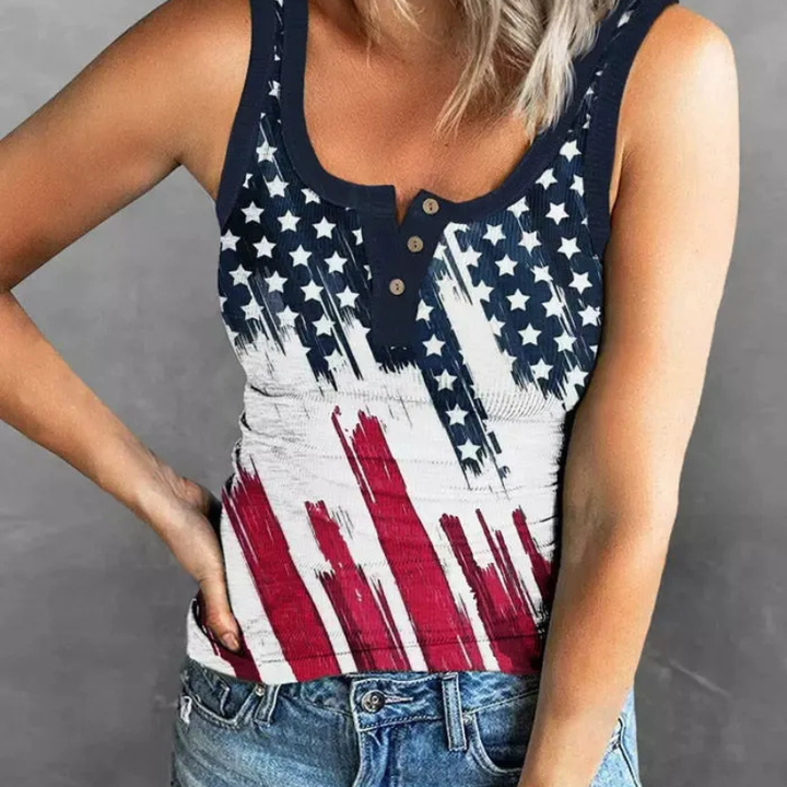 Amanda |  Dames Zomer Tanktop | Vrouwen Regenboog Gestreepte Tanktop Shirt