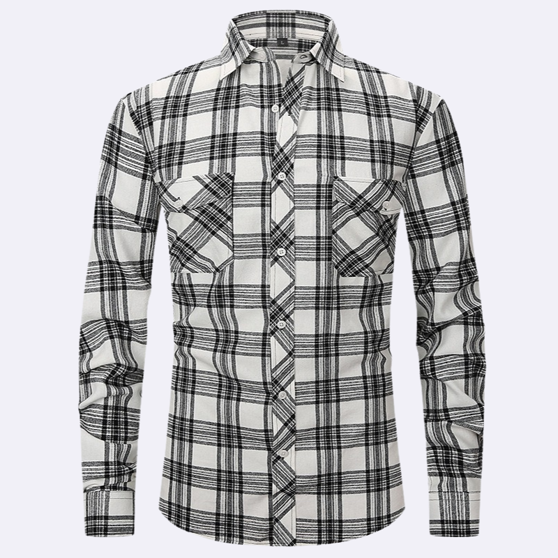 Jaspa | Geruite Flanellen Overhemd Met Lange Mouwen | Heren Blouse Shirt
