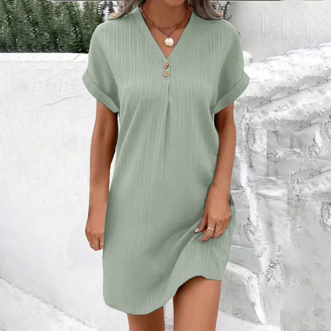 Rachel | Dames V-hals Zomer Jurk | Comfortabele Vrouwen Jurk
