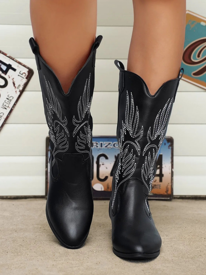 Vela | Dames Laarezn | PU Cowboylaarzen Met Zachte Voering