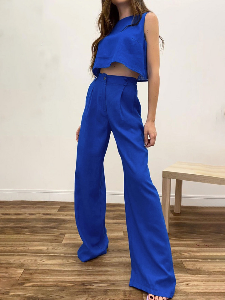 Dima | Boho Twee-Delige Set Met Broek | Wijd Uitlopende Broek | Casual Crop Top