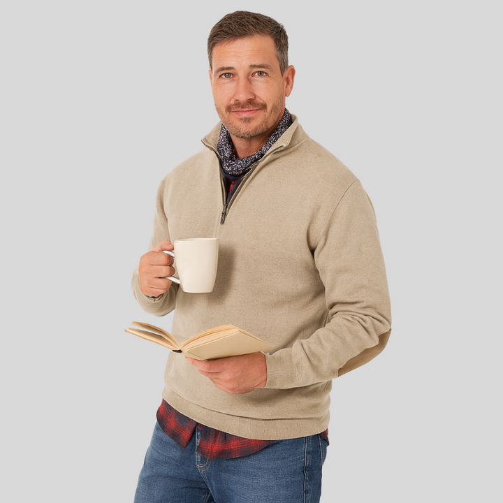 Dylan | Casual Heren Trui | Relaxed Fit | Zacht Gebreid | Halve Rits