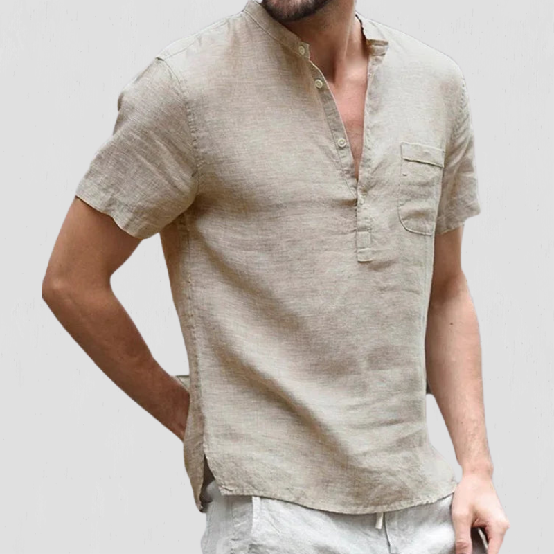 Ricks | Linnen Heren Blouse | Overhemd Met Korte Mouwen | Lente/Zomer